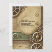 Invitation Steampunk Victorian Gearwork Mariage (Dos)