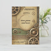Invitation Steampunk Victorian Gearwork Mariage (Debout devant)