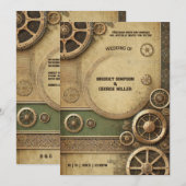 Invitation Steampunk Victorian Gearwork Mariage (Devant / Derrière)