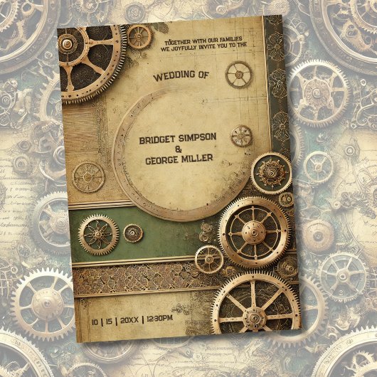 Invitation Steampunk Victorian Gearwork Mariage