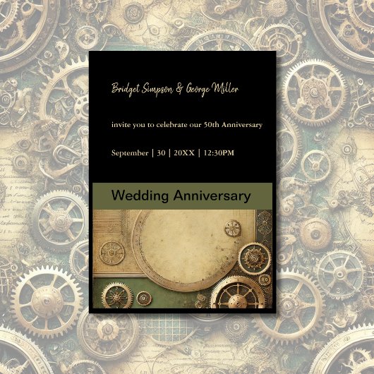 Invitation Steampunk Victorian Gearwork Mariage anniversaire
