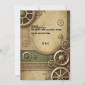Invitation Steampunk Victorian Gearwork Mariage sécurité date (Dos)