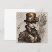 Invitation Steampunk Victorian Gentleman Artwork (Devant / Derrière)
