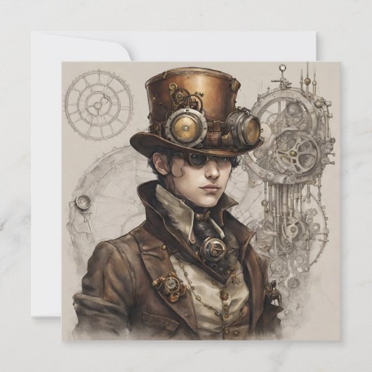 Invitation Steampunk Victorian Gentleman Artwork (Devant)