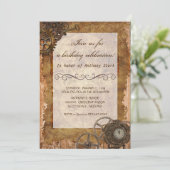 Invitation Steampunk Vintage industriel Anniversaire Invitati (Debout devant)