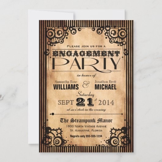 Invitation Steampunk Vintage Look (Devant)