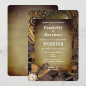 Invitation Steampunk Vintage mécanique engrenages Butterfly I (Devant / Derrière)