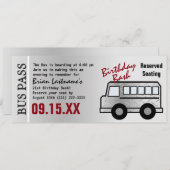 Invitation Steel Design 21e Anniversaire Party Bus Pass (Devant / Derrière)