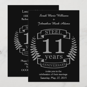 Invitation Steel Onzième anniversaire de mariage 11 ans
