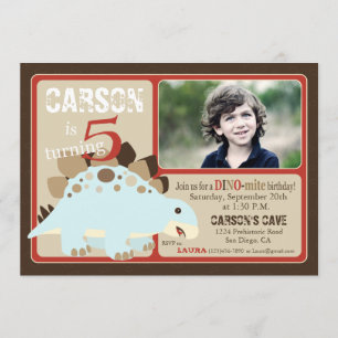 Invitation Stegosaurus Dinosaur Cinquième anniversaire