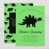 Invitation Stegosaurus Dinosaur Dino Graduation Party (Devant / Derrière)