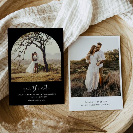 Invitation STELLA Arch Photo Enregistrer La Date Noir