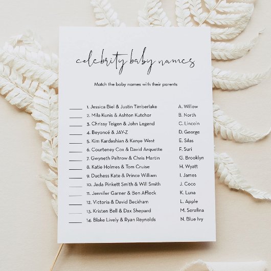 Invitation STELLA Celebrity Baby Name Baby shower Jeu