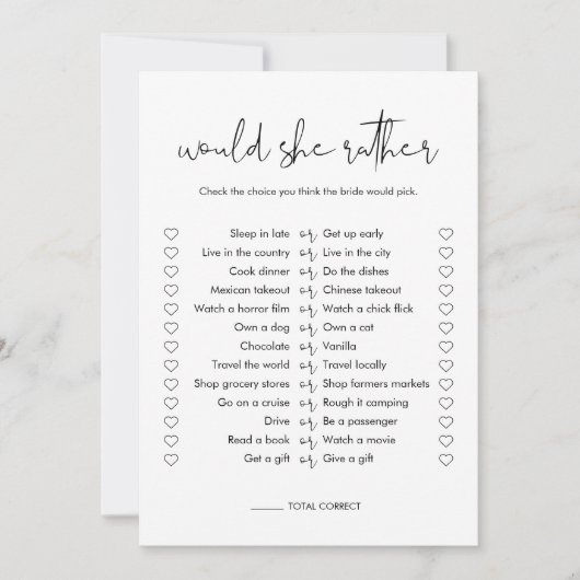 Invitation STELLA préférerait-elle Fête des mariées Game Card (Devant)
