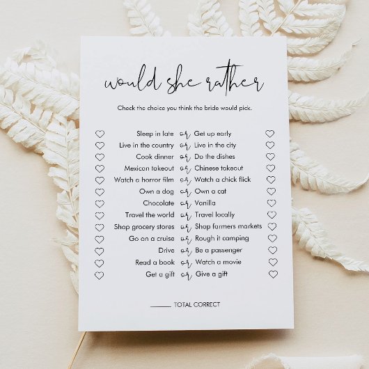 Invitation STELLA préférerait-elle Fête des mariées Game Card