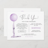 Invitation STELLA Purple Party Balloon Business Merci Inv (Devant / Derrière)