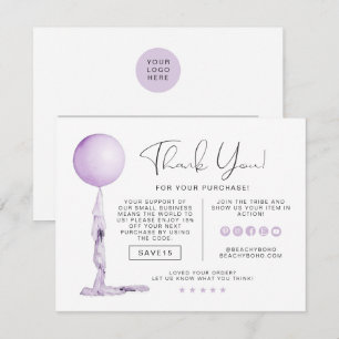Invitation STELLA Purple Party Balloon Business Merci Inv