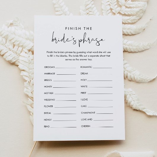 Invitation STELLA termine le jeu de la mariée