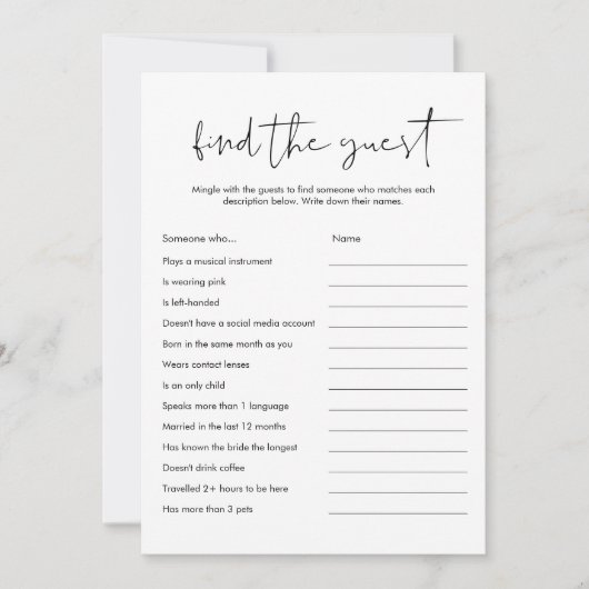 Invitation STELLA Trouvez l'invité Baby ou jeu de Fête des ma (Devant)