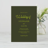 Invitation STEPHANIE Rétro Chartreuse Mariage vert olive (Debout devant)
