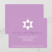 Invitation Stéphanie Tess Bat mitzvah Réception violette (Devant / Derrière)
