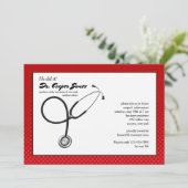 Invitation Stethoscope avec cadre rouge Médicale Graduation I (Debout devant)