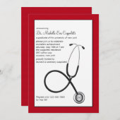 Invitation Stéthoscope avec l'obtention du diplôme Médicale (Devant / Derrière)