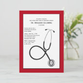 Invitation Stethoscope avec Red Border Médicale Retirement In (Debout devant)