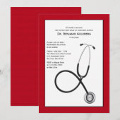Invitation Stethoscope avec Red Border Médicale Retirement In (Devant / Derrière)