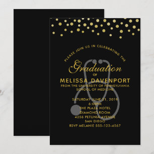 Invitation Stéthoscope gris simple sur remise de diplôme de d