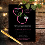 Invitation Stethoscope rose EKG Soins infirmiers fête de grad<br><div class="desc">Stéthoscope rose unique original faire-part de graduation en soins infirmiers et conception d'invitation de fête par Holiday Hearts Designs (tous droits réservés). Personnalisez simplement avec vos détails de grade préférés pour n'importe quel degré d'allaitement.</div>