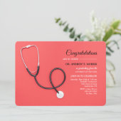 Invitation Stéthoscope sur la Graduation Rouge (Debout devant)