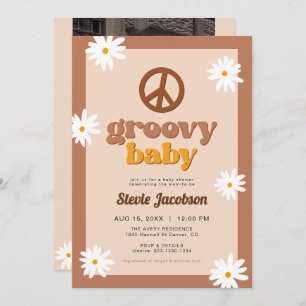 Invitation STEVIE Retro les années 70 Daisy Baby shower Super
