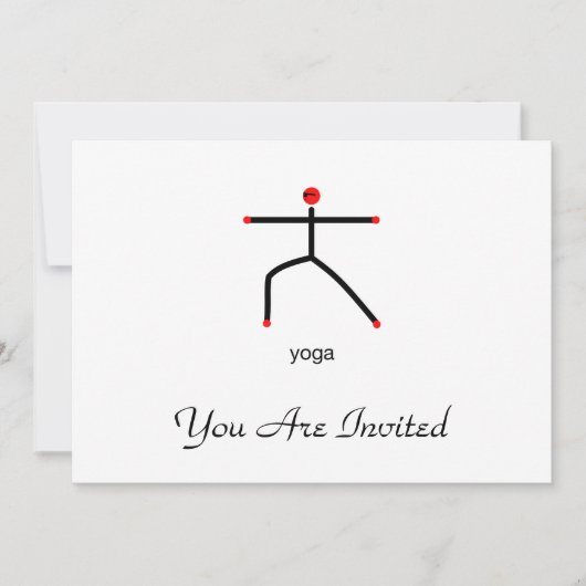 Invitation Stick figure du guerrier 2 pose avec texte de yoga (Devant)