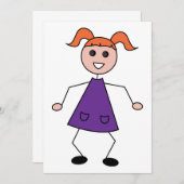 Invitation Stick Girl (Devant / Derrière)