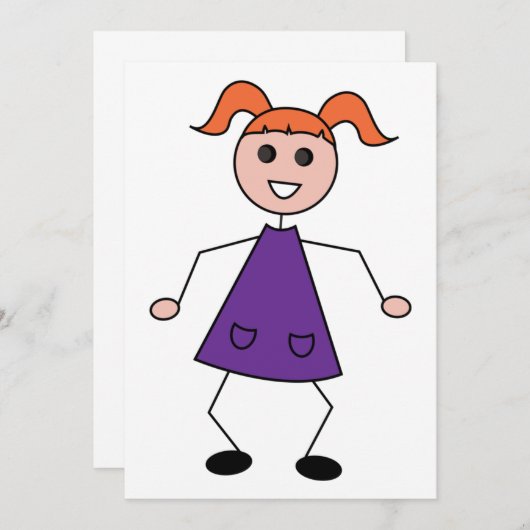 Invitation Stick Girl (Devant / Derrière)