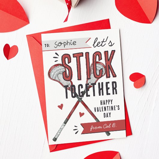 Invitation Stick Together Lacrosse Classroom Valentine Card