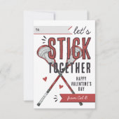 Invitation Stick Together Lacrosse Classroom Valentine Card (Devant)