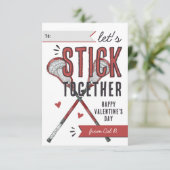 Invitation Stick Together Lacrosse Classroom Valentine Card (Debout devant)