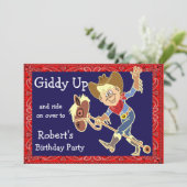 Invitation Stick Western Party Rodeo Horse Cowboy (Debout devant)
