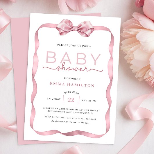 Invitation Sticker Baby shower Coquette Merci - Élégant P