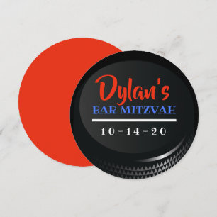 Invitation Sticker cadeau Bat mitzvah HOCKEY PUCK Bar