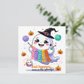 Invitation Sticker d'invitation Kawaii Ghost Tricot Halloween (Debout devant)