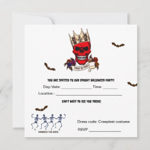 Invitation Sticker Halloween Party tête crâne