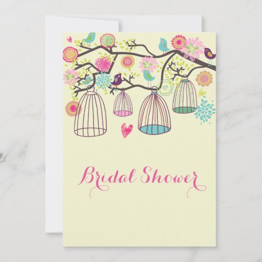 Invitation Sticker Mariage Hanging Bird Cages & Fleurs Rétro (Dos)