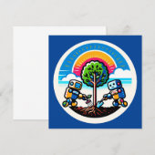 Invitation Sticker Planteur d'arbre IA Conception robotique é (Devant / Derrière)