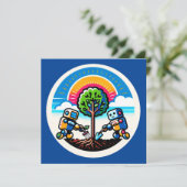 Invitation Sticker Planteur d'arbre IA Conception robotique é (Debout devant)