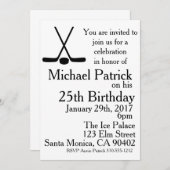 Invitation Sticks De Hockey Et Puck Anniversaire (Devant / Derrière)