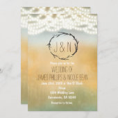 Invitation Sticks rustiques Wreath & Lights Wedding Invitatio (Devant / Derrière)