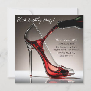 Invitation Stiletto d'anniversaire avec vin